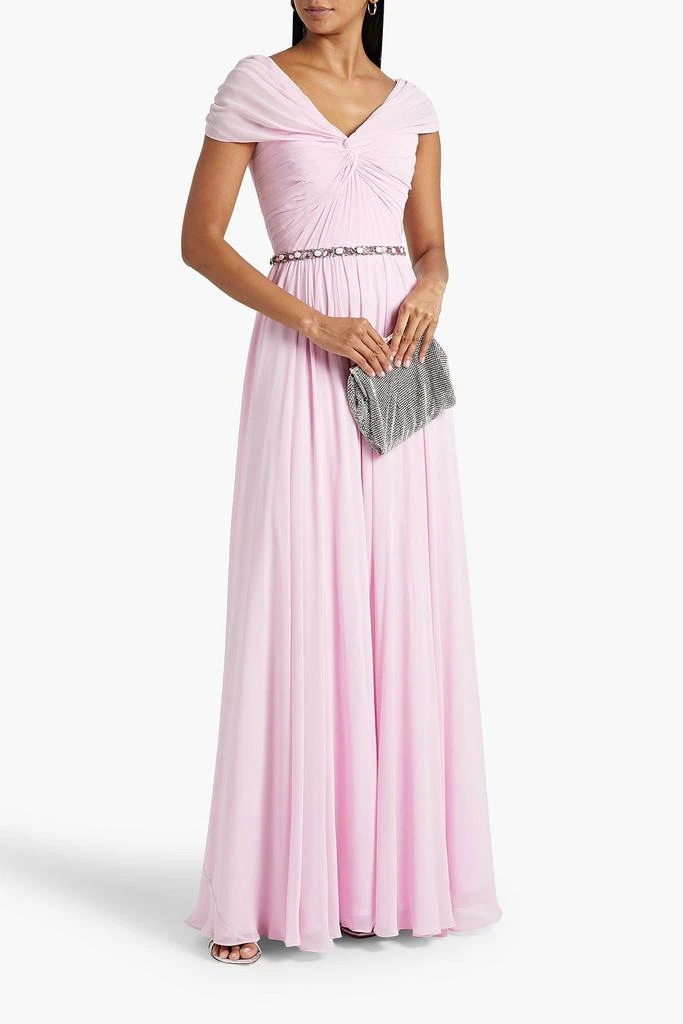 JENNY PACKHAM Embellished ruched chiffon gown 2