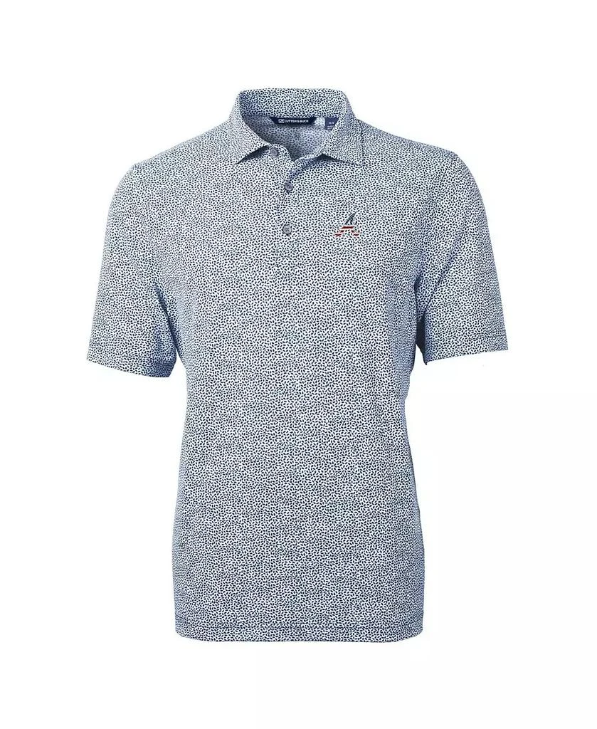 Cutter & Buck Men's Navy Atlanta Braves Americana Logo Virtue Eco-Pique Botanical Polo 3