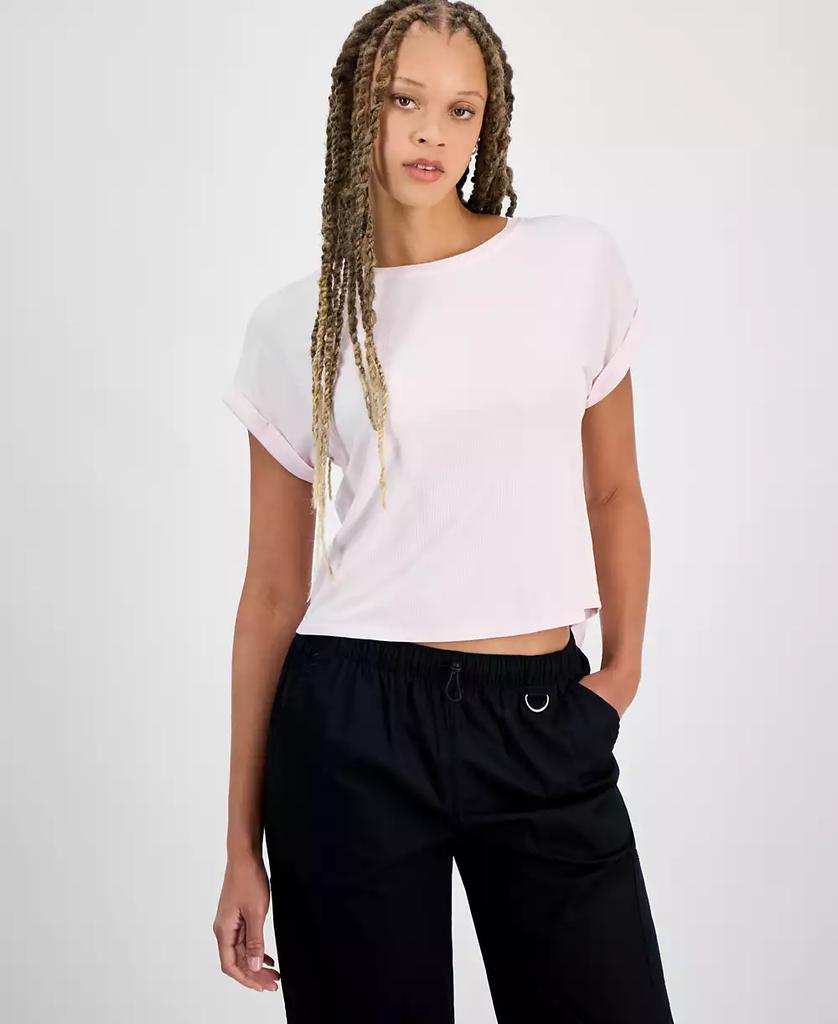 Hippie Rose Juniors' Cuffed Short-Sleeve Tee