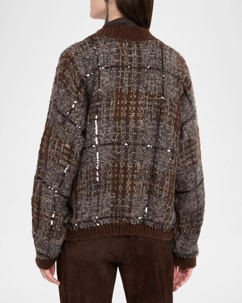 Brunello Cucinelli Tartan Organza Embroidered Cardigan 3