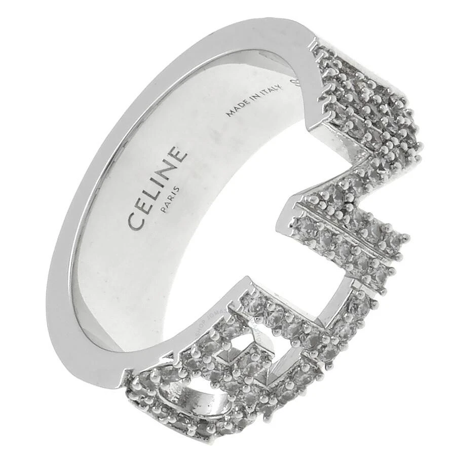 Celine Monochroms Strass Ring In Brass With Rhodium Finish And Crystals