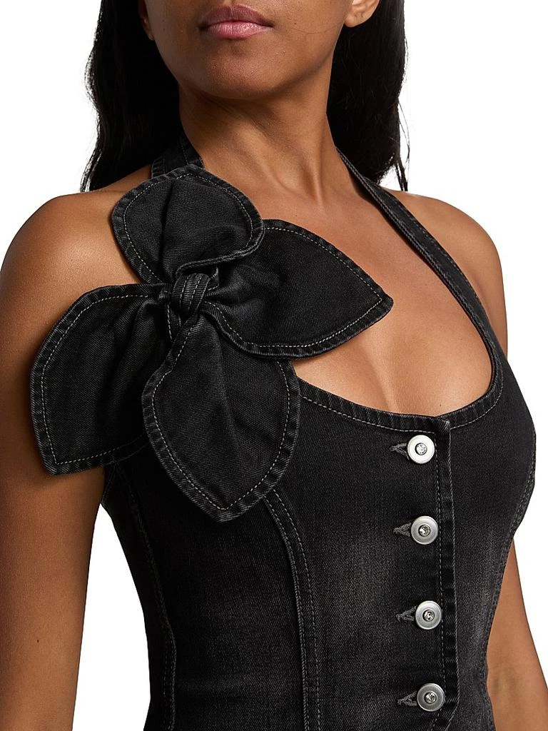 AREA Denim Bow Halter Top 6