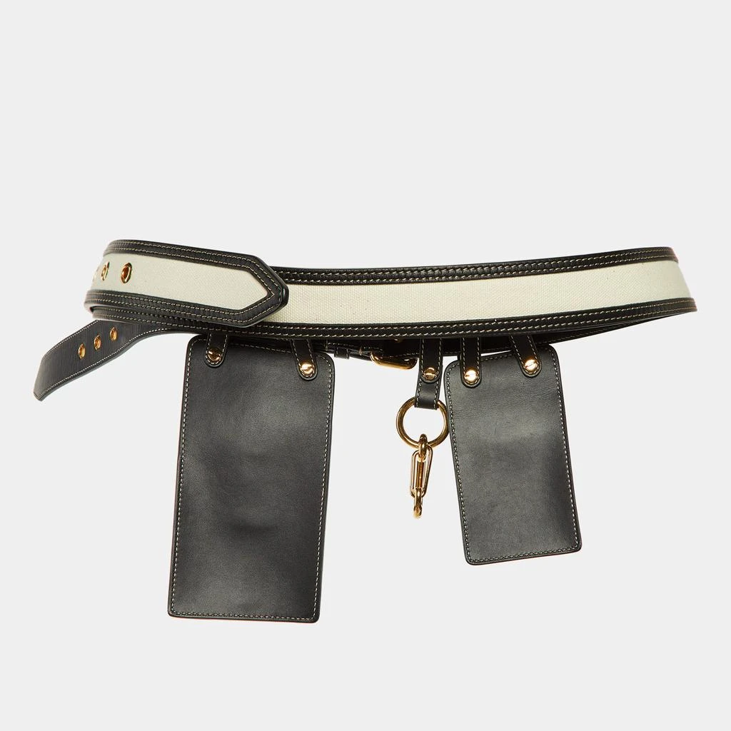 Fendi Fendi Black/Beige Leather and Zucca Canvas FF Logo Utility Accessory Belt 3