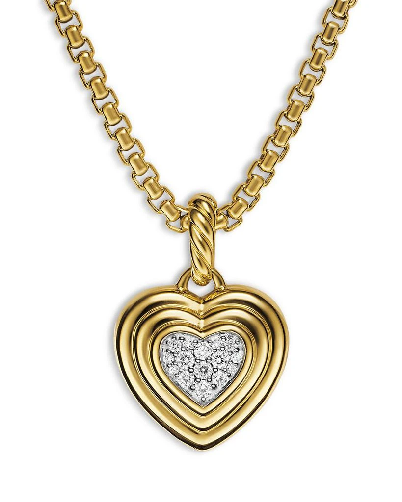 David Yurman Puffy Heart Amulet in 18K Yellow Gold with Diamonds, 17mm 1