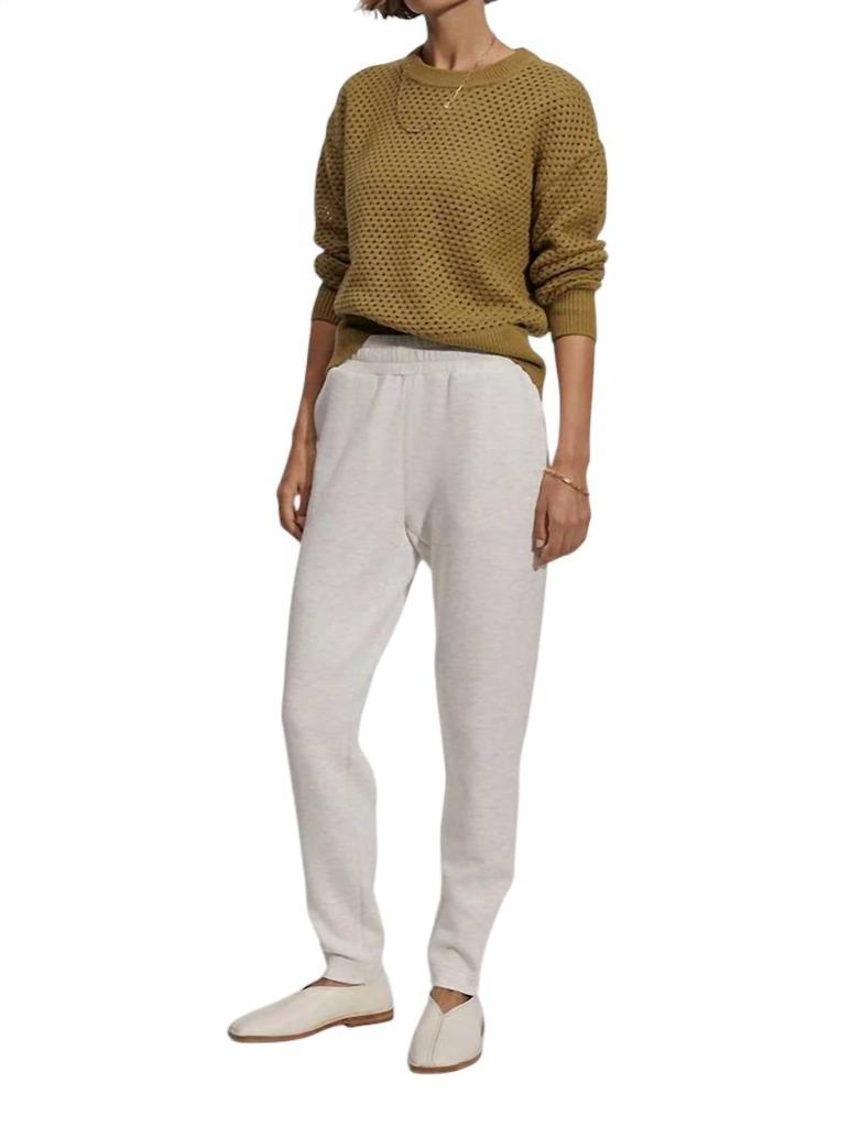 Varley Slim Zip Hem Pants In Ivory Marl