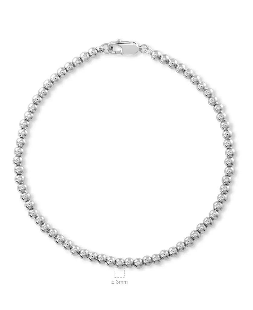 DEVATA 3mm Beaded Ball Chain Bracelet in Rhodium Plated Sterling Silver 4