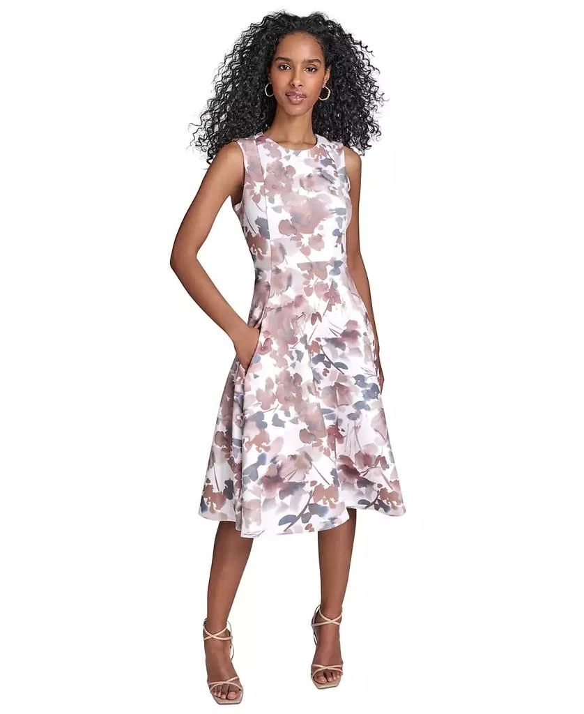 minimal midi dress Linen A-Line Midi Dress with Pockets