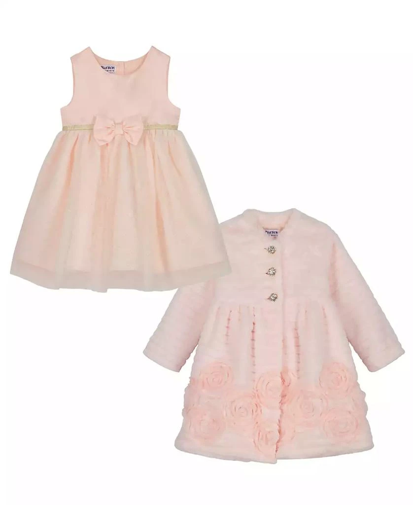 Blueberi Boulevard Baby Girls
 Fit and Flare Dress and Long-Sleeve Coat, 2-Piece Set