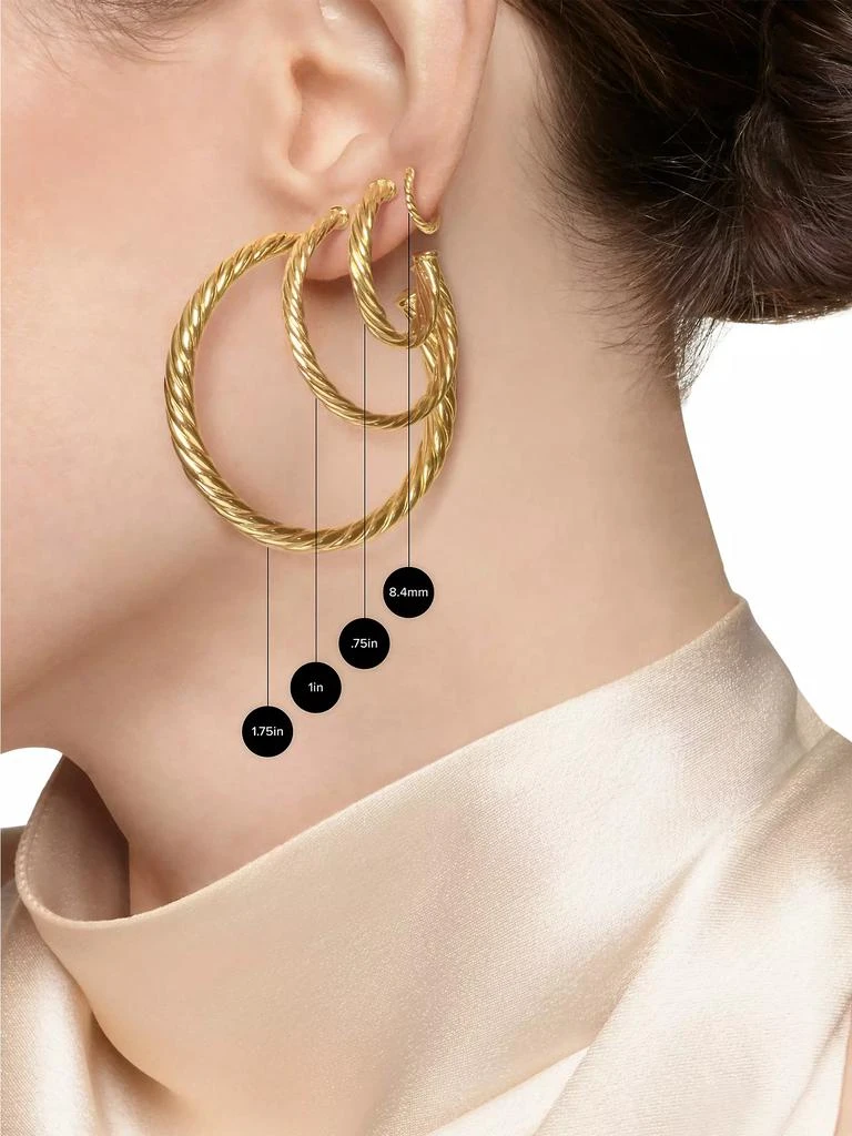 David Yurman Petite Helena Wrap Hoop Earrings in Sterling Silver with 18K Yellow Gold and Diamonds, 3/4in 7