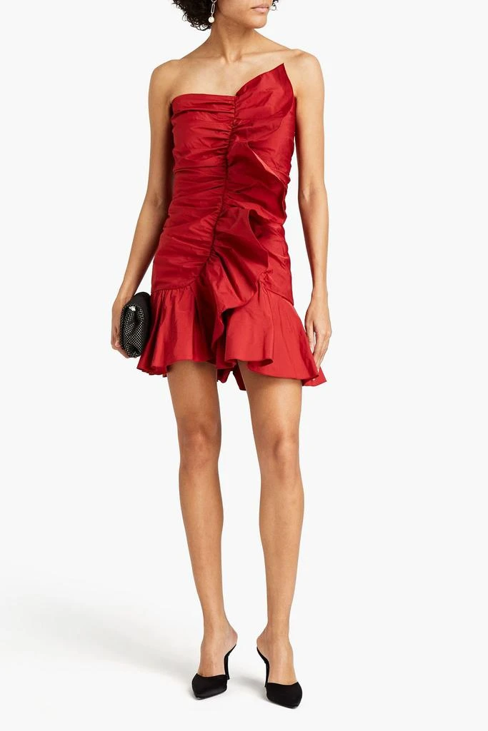 RED Valentino Strapless ruffled taffeta mini dress 2