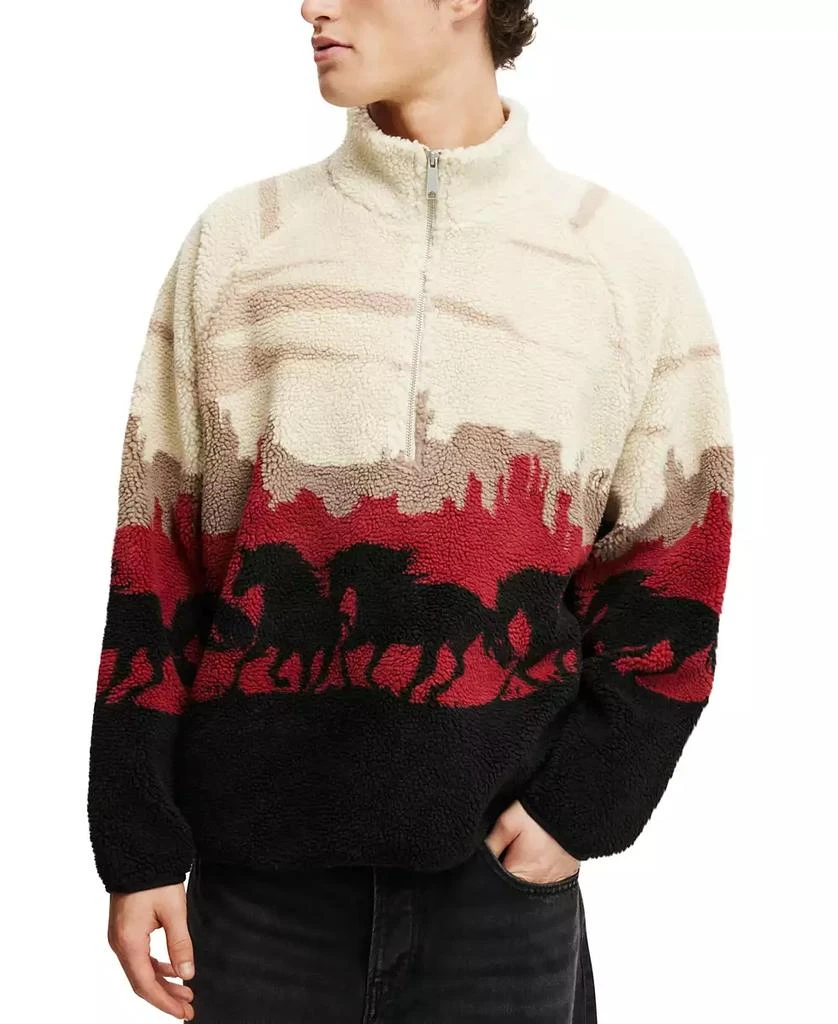 Cotton On Men's Teddy 1/2 Zip Fleece Sweatshirt 1