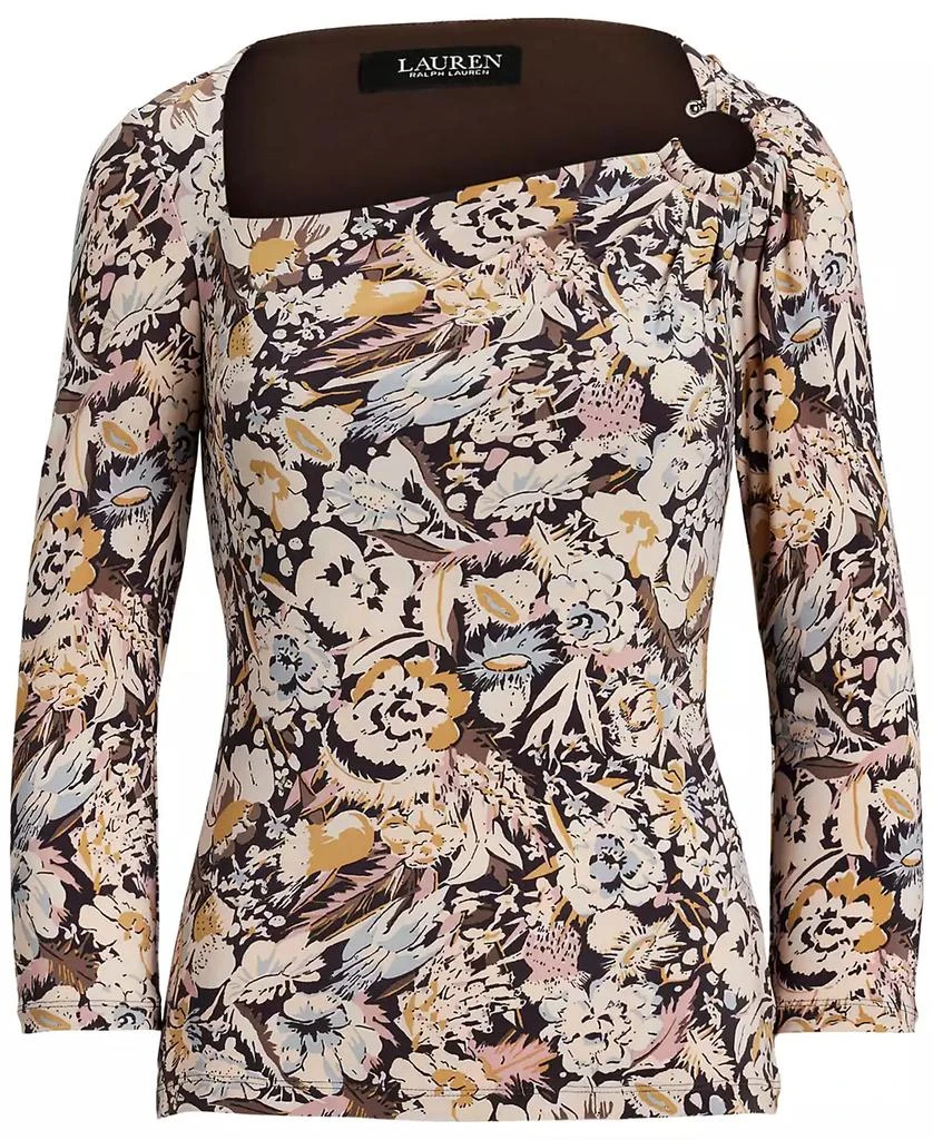 Ralph Lauren Women's Floral Stretch Jersey Asymmetrical Top 6