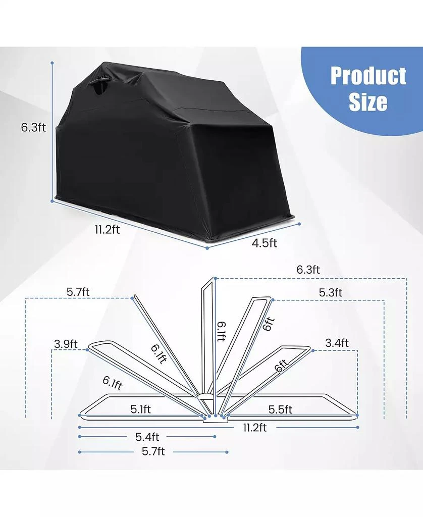 SKONYON Outdoor Motorcycle Shelter Waterproof Motorbike Storage Tent with Cover-Black 7