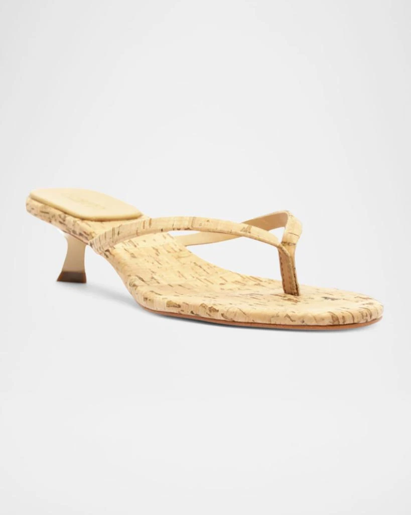 Schutz Carolyn Cork Thong Kitten Sandals 2