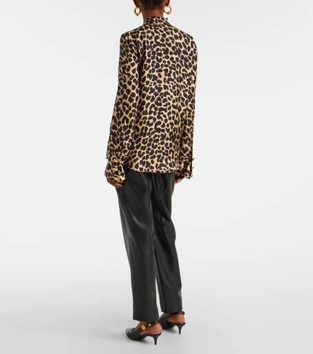 Balmain Leopard-print ruffled silk blouse 3