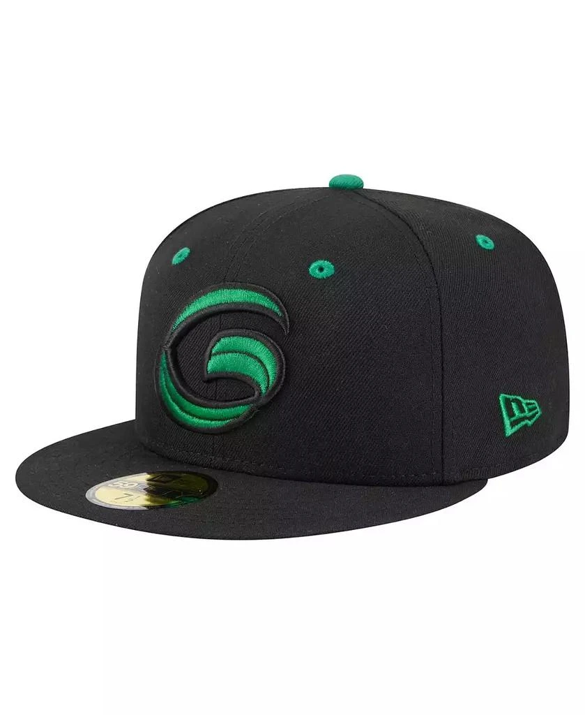 New Era Men's Black Greensboro Grasshoppers Authentic Collection 59FIFTY Fitted Hat 1
