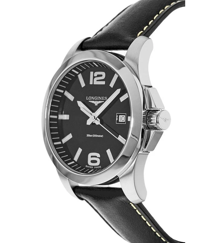 Longines Longines Conquest Quartz Black Dial Black Leather Men's Watch L3.759.4.58.3 3