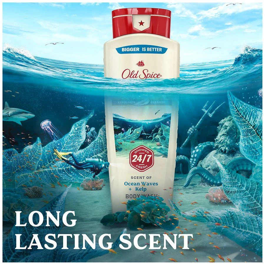 Old Spice Men's Body Wash Deep Cleanse, 24/7 Shower Fresh Deep Sea Minerals, Ocean Waves + Kelp 7