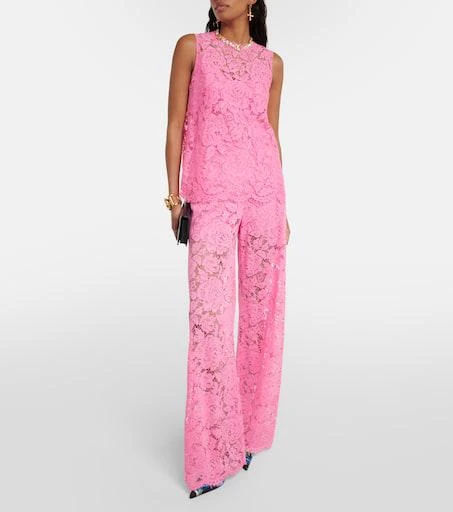 Dolce 
Gabbana Floral crepe de chine lace top 2