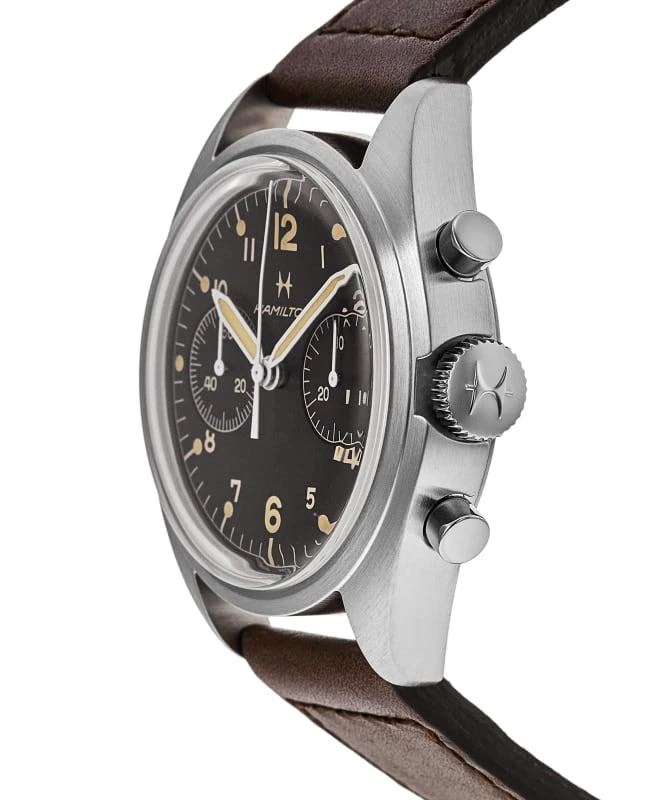 Hamilton Hamilton Khaki Aviation Pilot Pioneer Mechanical Chronograph Black Dial Brown Leather Strap Men's Watch H76409530 3