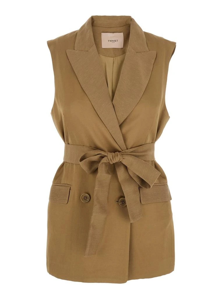 TWINSET TWINSET Double Breasted Vest with Peak Lapels 1