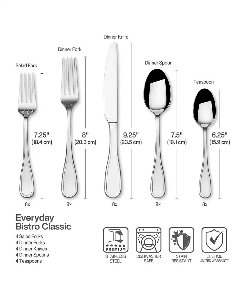 Fitz and Floyd Everyday Bistro Classic 20 Pieces Flatware Set 3