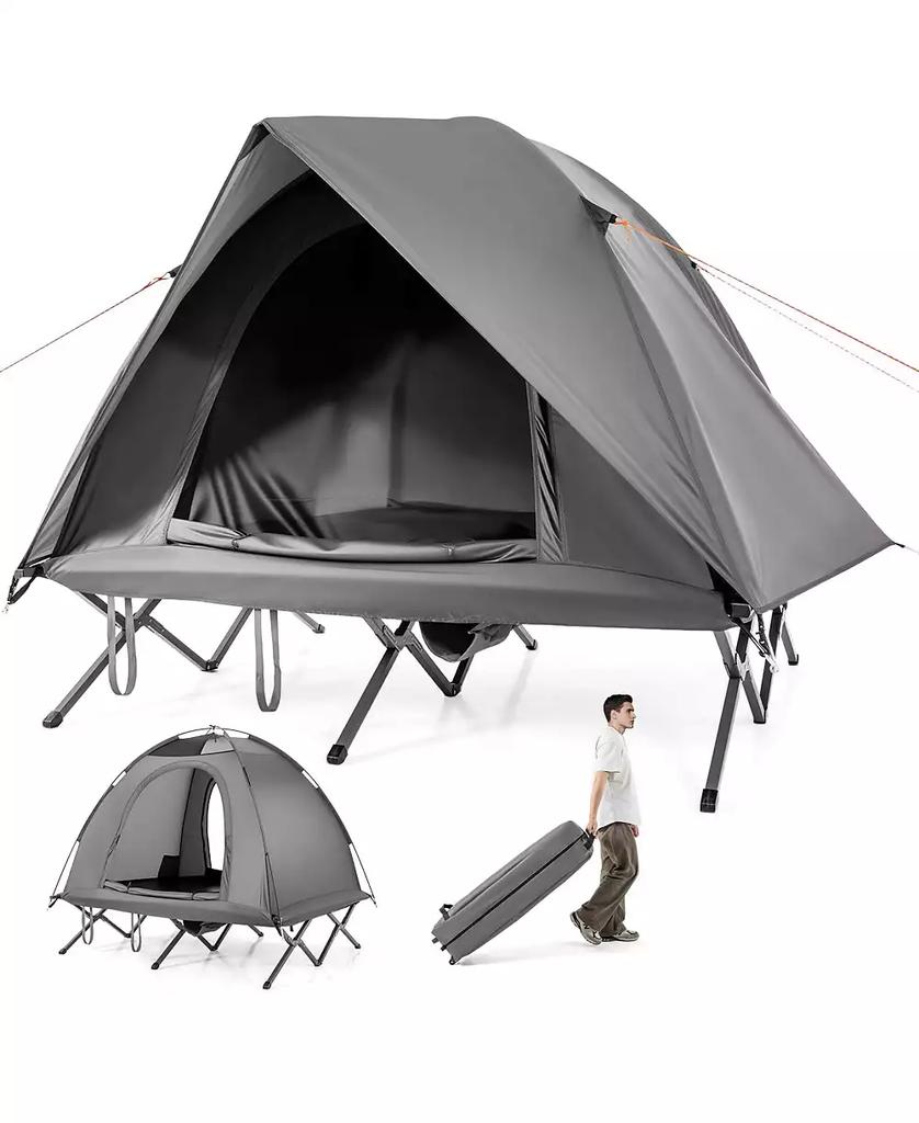 Mecale 2-Person Foldable Camping Cot Tent Combo, Off-Ground Sleeping Shelter for Adults