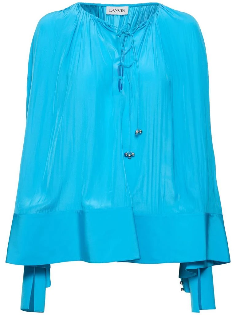 Lanvin Flared Satin Long Sleeve Shirt 1