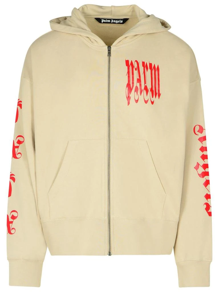Palm Angels Palm Angels Gothic Logo Printed Zip-Up Hoodie 1