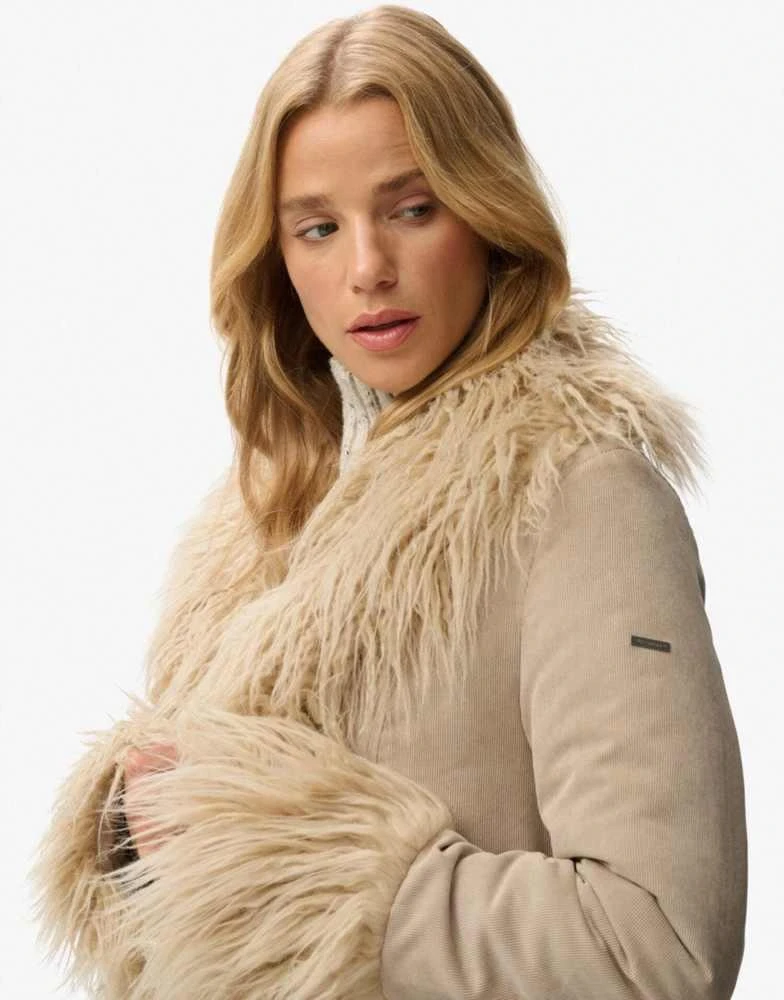 Superdry Superdry Long afghan coat in taupe 4
