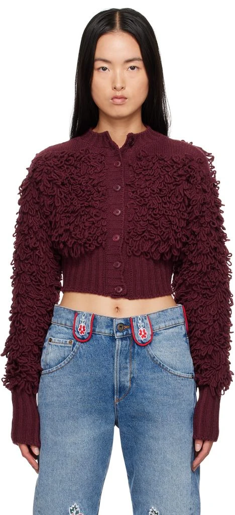 Molly Goddard Burgundy Monica Cardigan 1