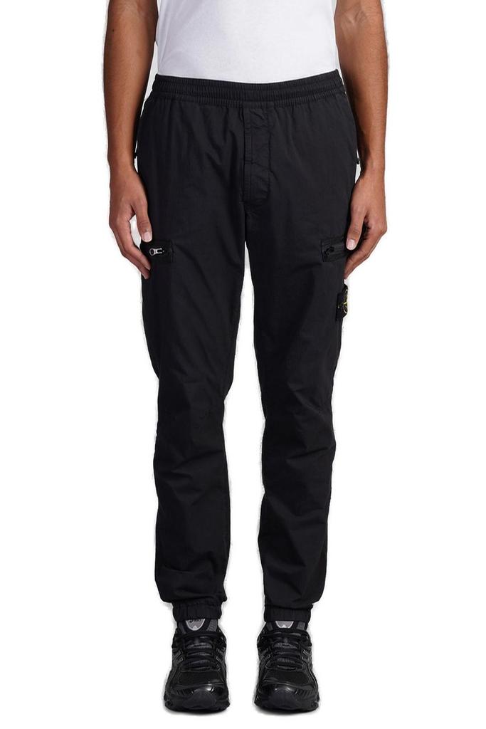 STONE ISLAND Tapered Logo-Appliquéd Garment-Dyed Cotton