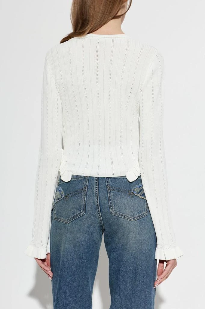 BLUMARINE Blumarine Butterfly Appliqué Ruffled Cardigan 4