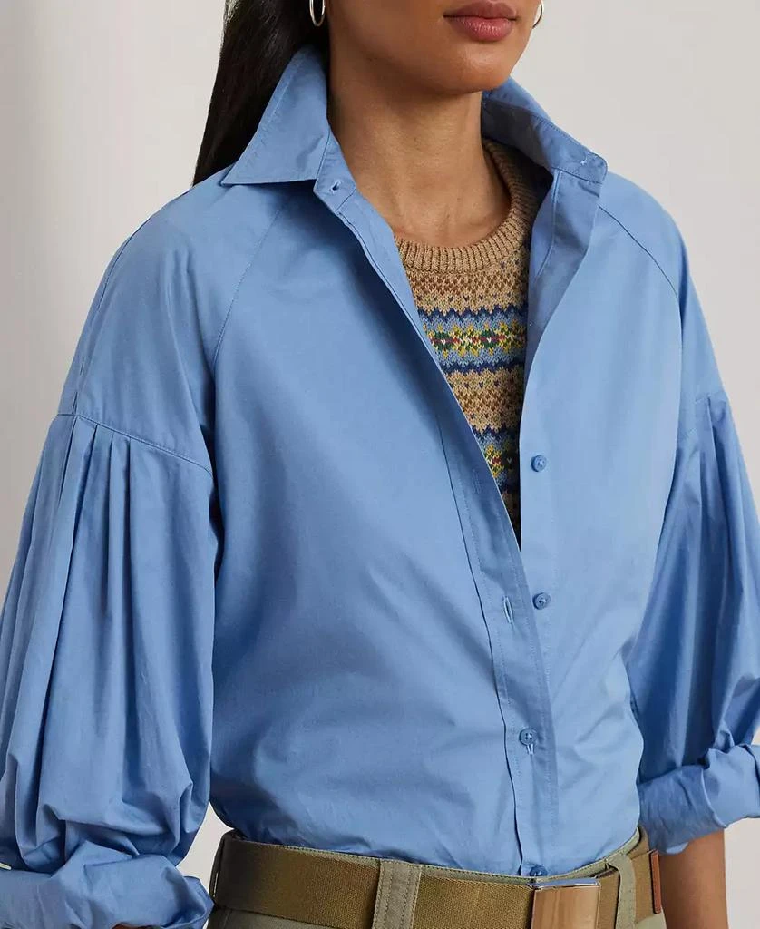 Ralph Lauren Women's Cotton Poplin Blouson-Sleeve Shirt, Regular & Petite 5