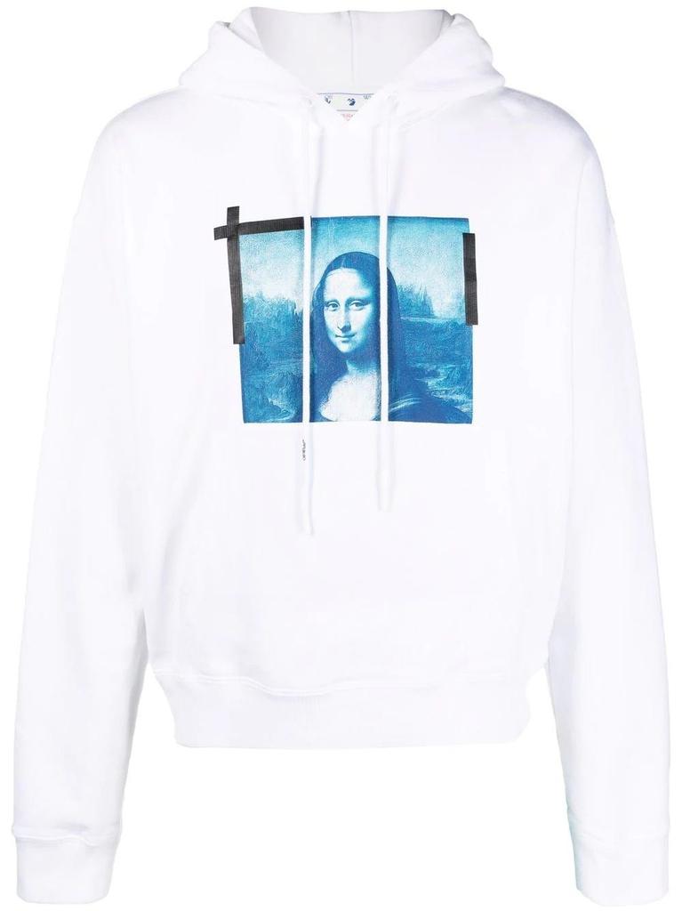 NA Monalisa Over print white Hoodie