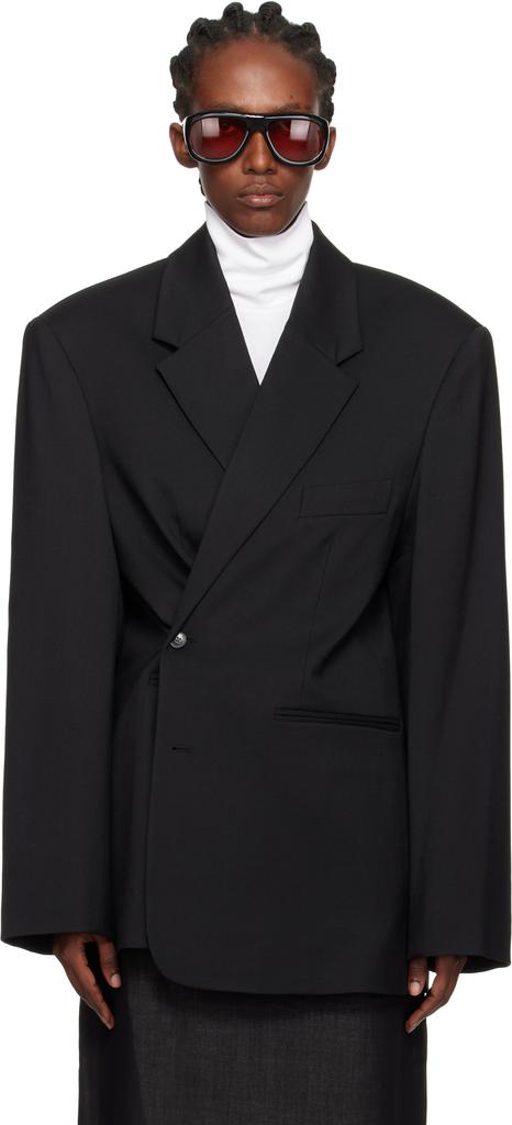 The Frankie Shop Black Crosby Wrap Blazer