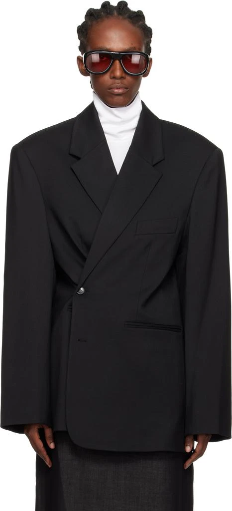 The Frankie Shop Black Crosby Wrap Blazer 1