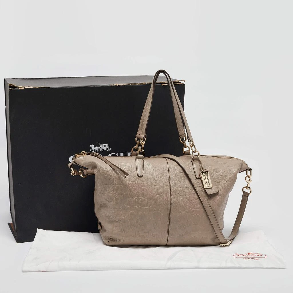 Coach Coach Beige Signature Embossed Leather Bleecker Zip Tote 21