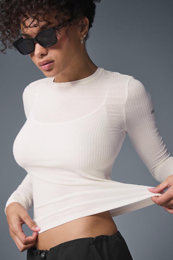 aloリブ Sea Coast ロングスリーブ S Alo Ribbed Sea Coast Long Sleeve - Ivory - Outdoor Clothing - Free