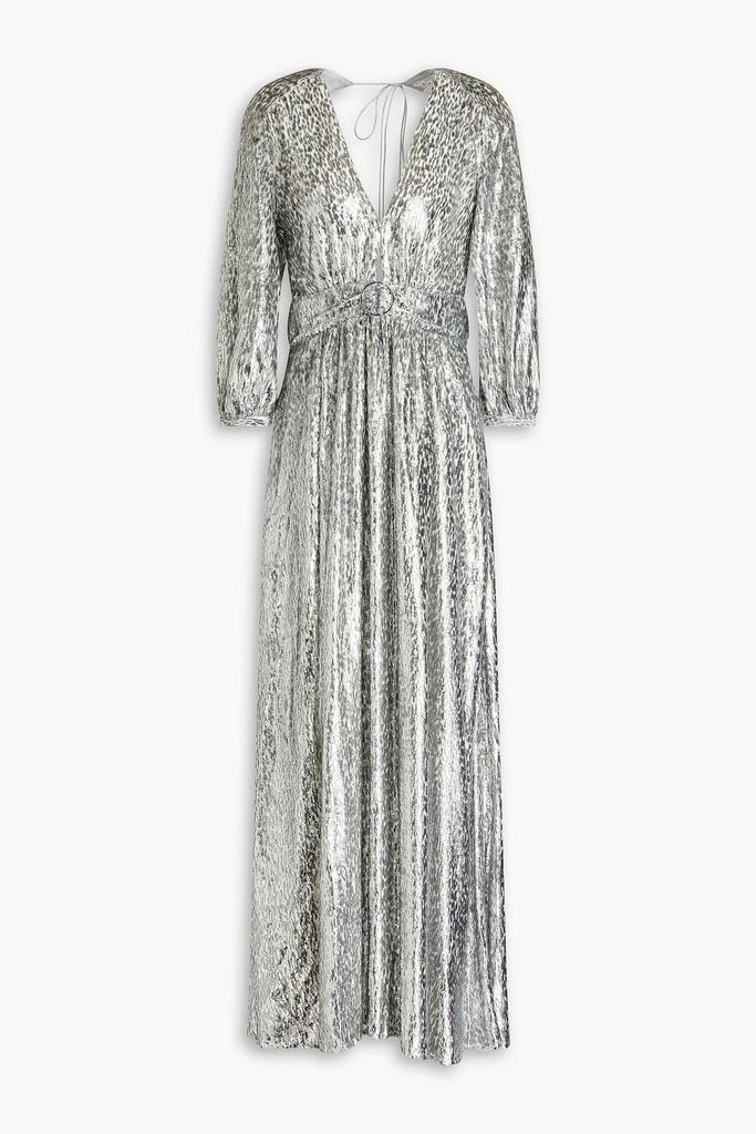 BA&SH Dara open-back ruched metallic fil coupé maxi dress 1