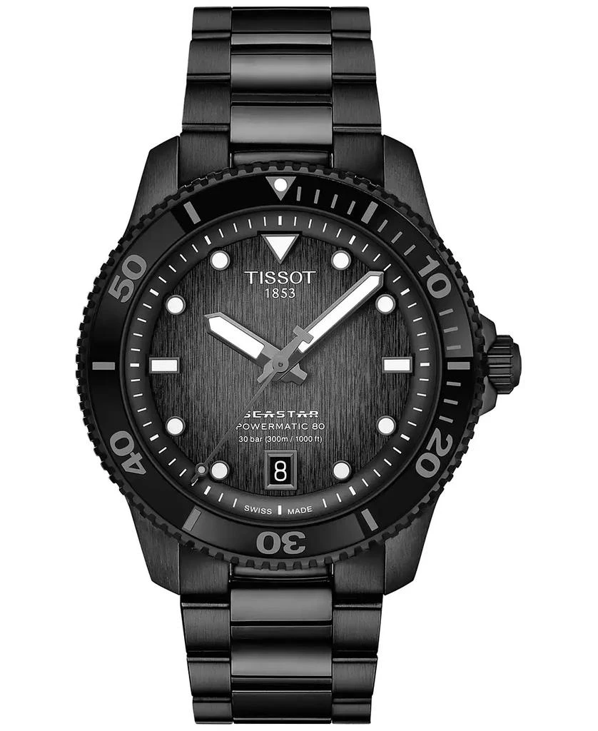 Tissot Men's Swiss Automatic Seastar 1000 Powermatic 80 Black PVD Stainless Steel Bracelet Watch 40mm 1