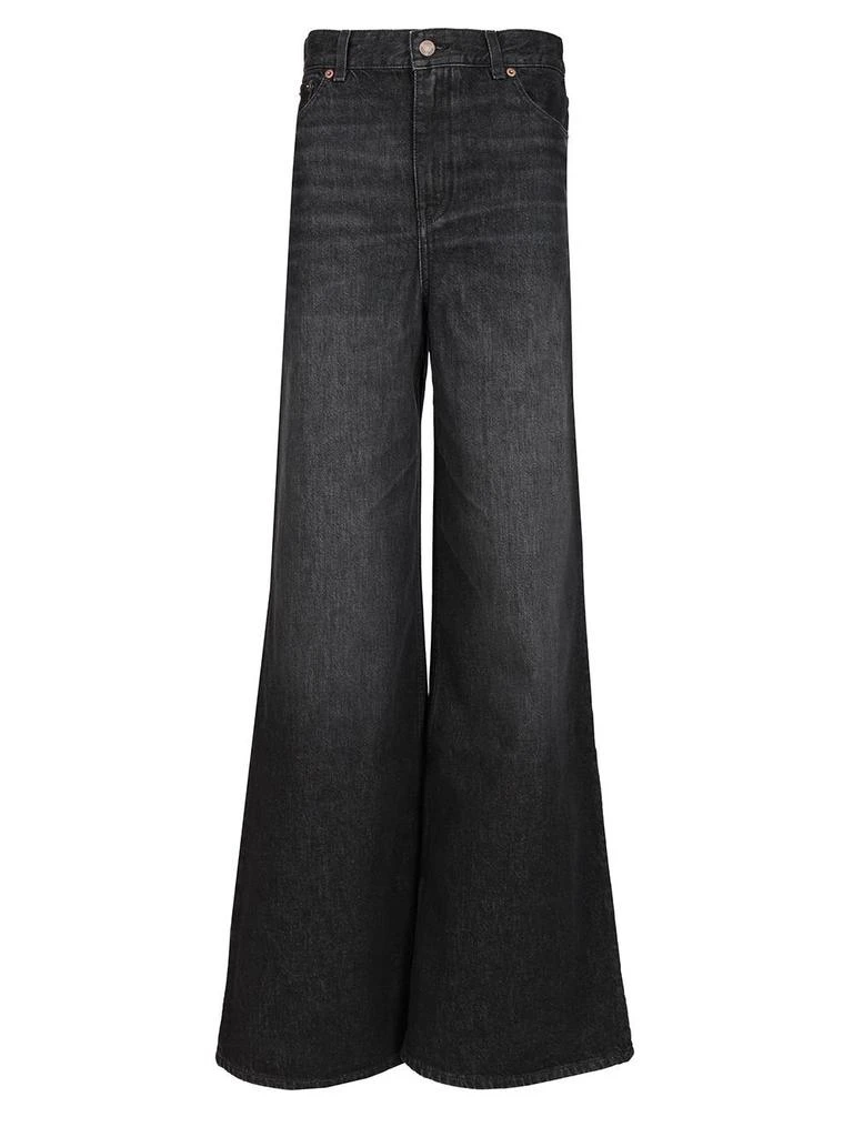 Chloé Chloé Logo Patch Wide-Leg Jeans from Cettire