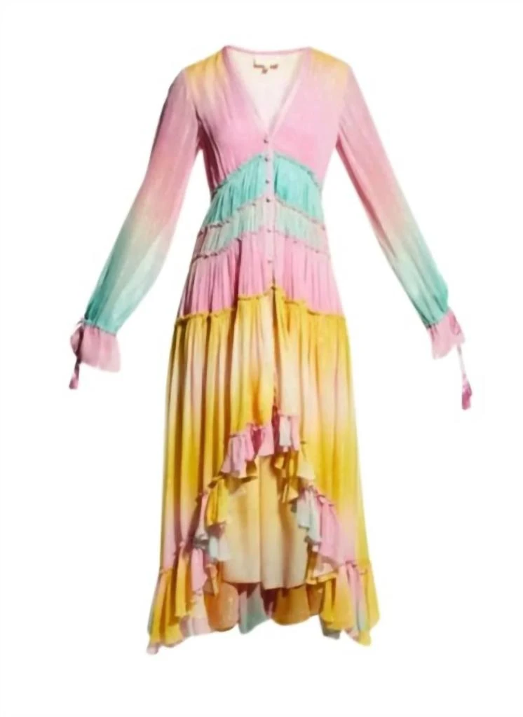 ROCOCO SAND Rococo Sand - Zale Metallic Pastel High-Low Rainbow Maxi Dress 3