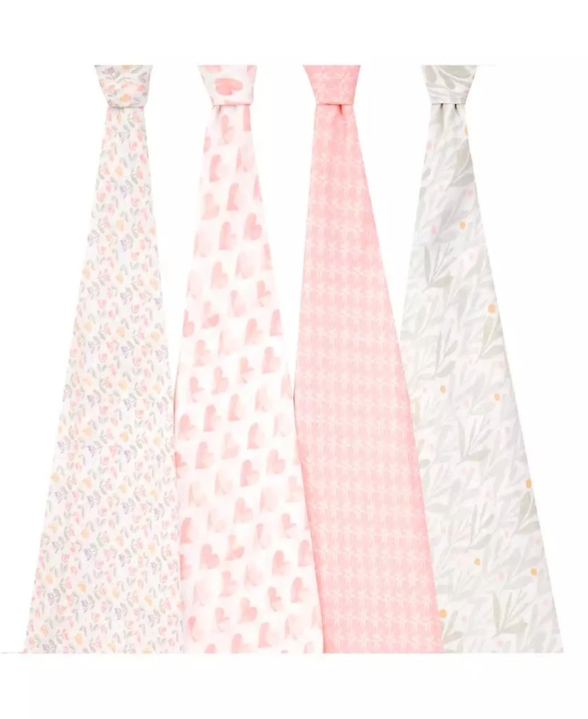 aden + anais Baby Girls Printed Swaddle Blankets, Pack of 4 3