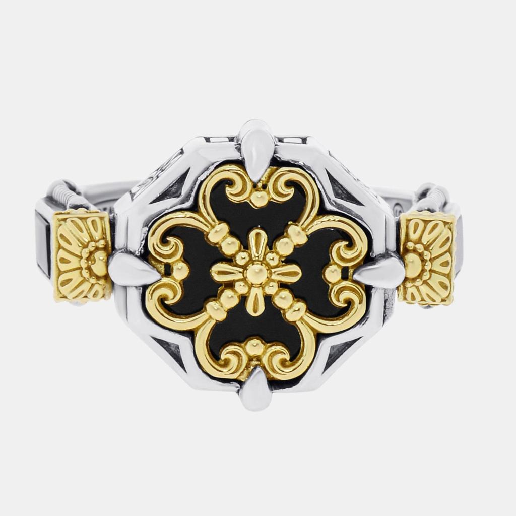 Konstantino Konstantino Calypso Sterling Silver and 18K Yellow Gold, Onyx Statement DMK2117-120