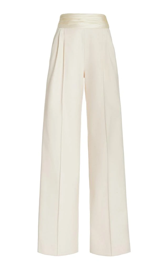 LaQuan Smith LaQuan Smith - Satin Cummerbund Wide-Leg Pants - Neutral - M - Moda Operandi 1