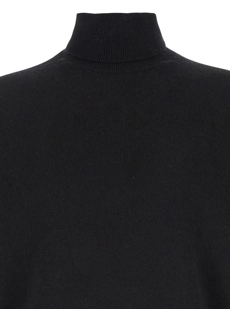 Plain Black Turtleneck Sweater In Merino Wool And Silk Blend Man 3