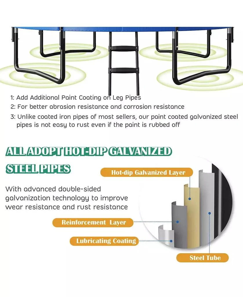 GOUUN 12 Feet Recreational Trampoline with Basketball Hoop 2