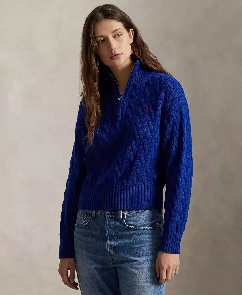 Ralph Lauren Women's Cable-Knit Cotton Quarter-Zip Sweater 1