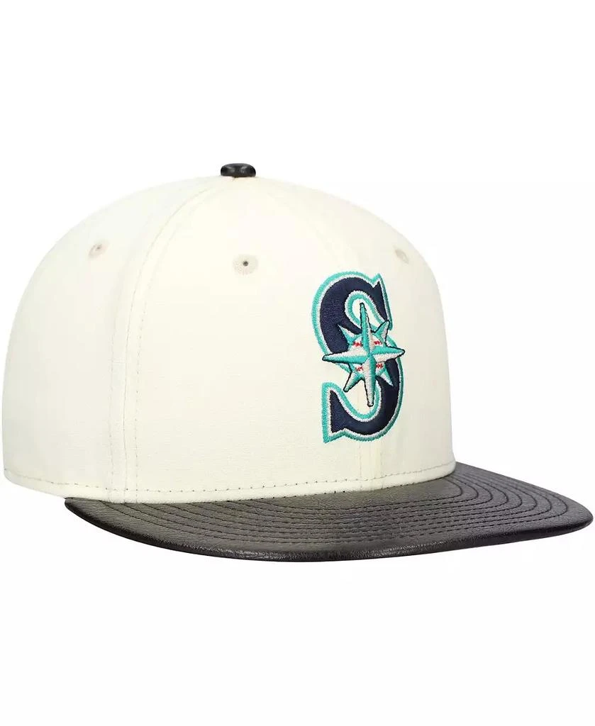 New Era Men's Cream Seattle Mariners Game Night Leather Visor 59FIFTY Fitted Hat 3